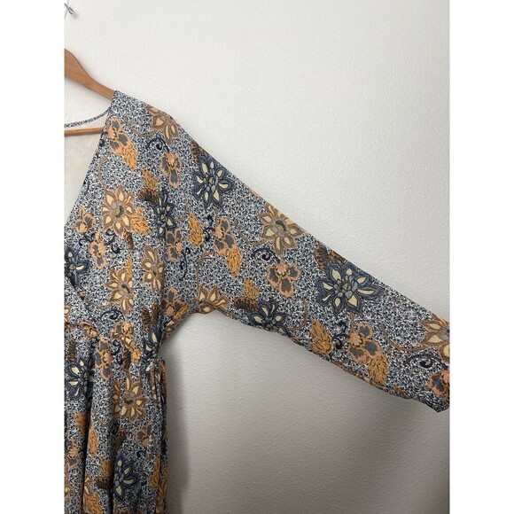 Free People Sky Combo Teegan Mini Dress Long Sleeve Asymmetrical Boho Festival S - Picture 4 of 9